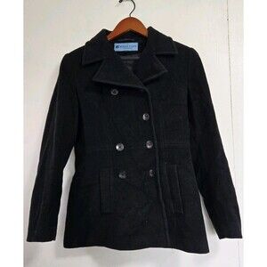 VTG Kenneth Cole Reaction Coat Womens 4 Black 100% Wool Old Money Winter Classy